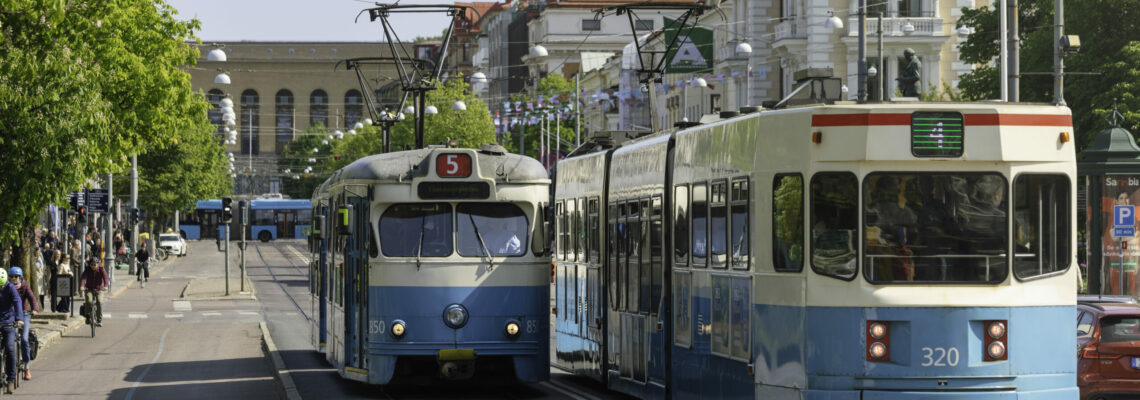 Trams in Avenyn, Gothenburg